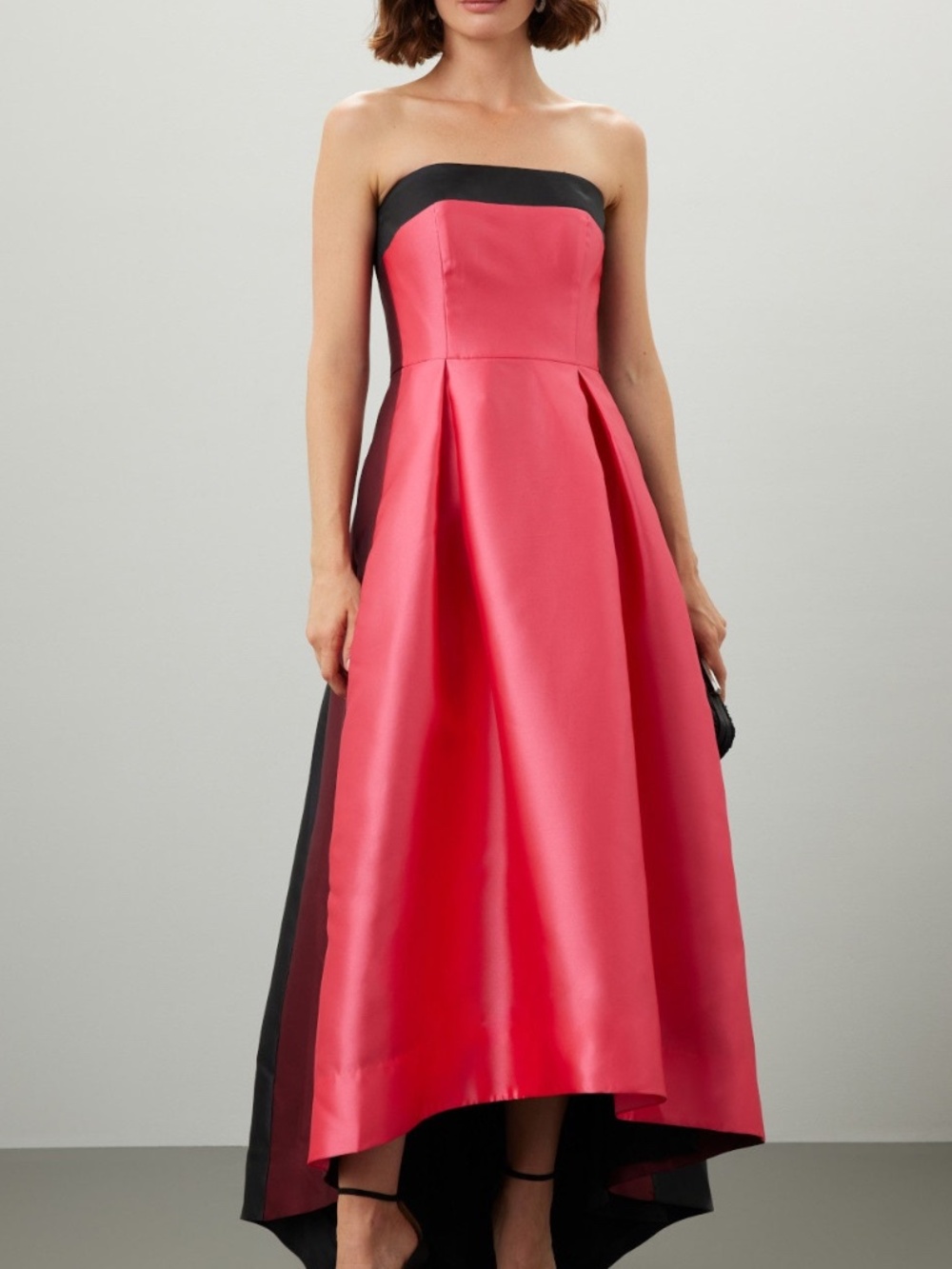Hutch Monet Strapless Dress Ball Gown High Low Pink Black Colorblock - Size 2